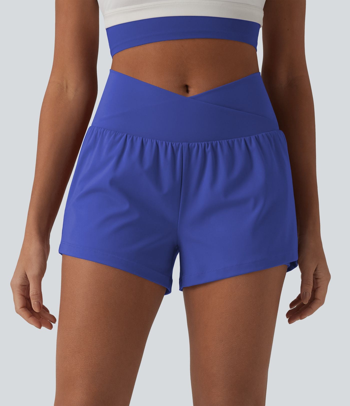 Short de yoga 2-en-1 SoftlyZero™ Airy croisé taille haute 7,5 cm effet frais InstantCool avec poches