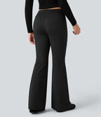 Pantalon jogging évasé thermique polaire chiné séchage rapide taille mi-haute avec cordon de serrage - UPF40+