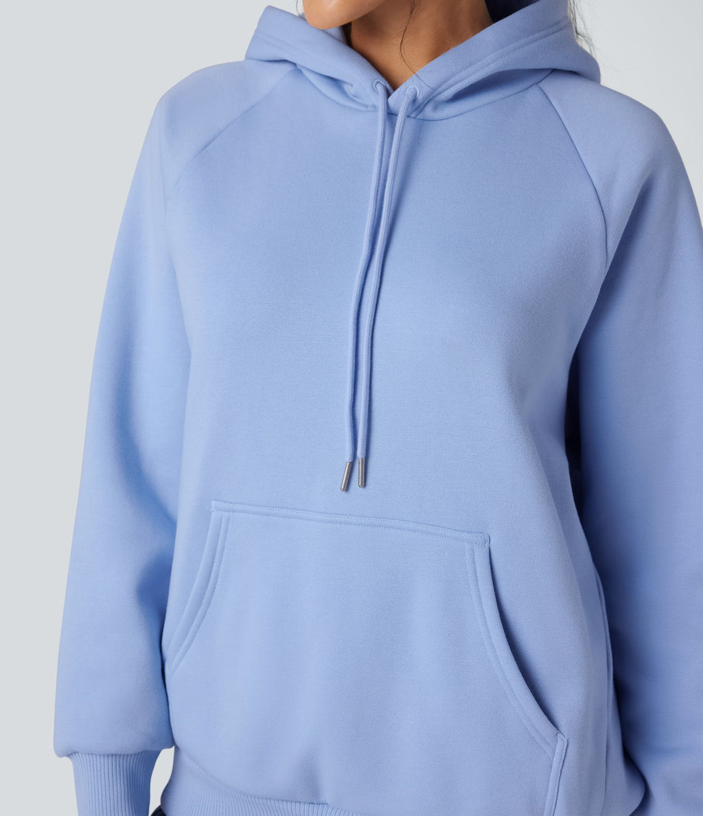 Sweat-shirt coton polaire à capuche cordon de serrage manches longues avec poches