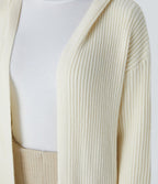Cardigan long casual à capuche, manches longues et poches