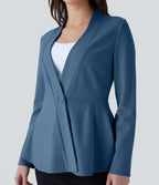 Veste péplum de travail col en V avec un bouton