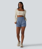 Short de yoga SoftlyZero™ Airy taille haute froncé effet frais InstantCool 7,5 cm avec poches