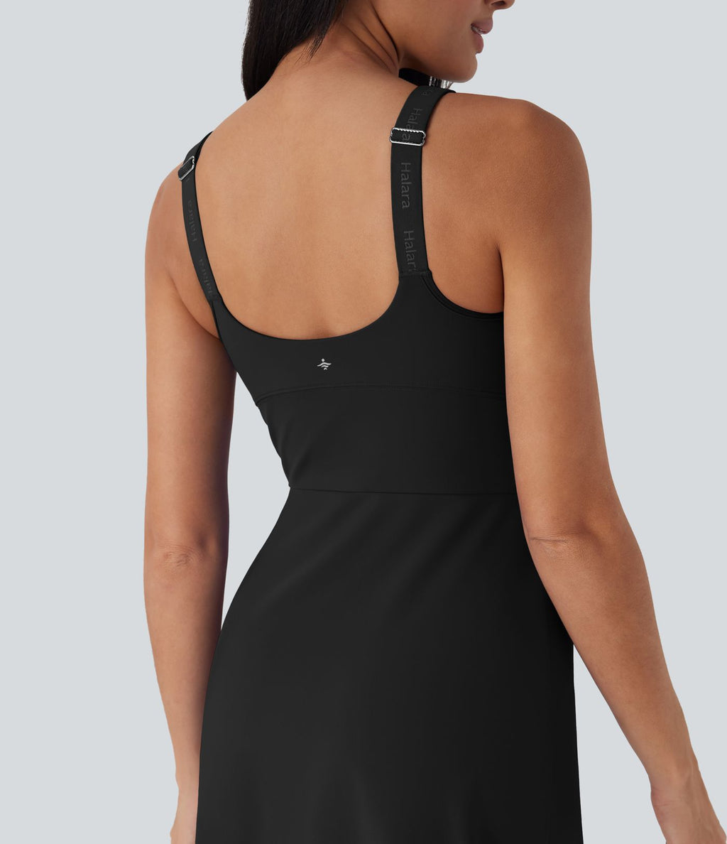 Robe de sport yoga 2-en-1 SoftlyZero™ Plush push-up coques moulées avec poches édition Easy Peasy E-G