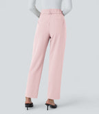 Pantalon tailleur Halara Flex™ fuselé uni, taille haute, avec poches