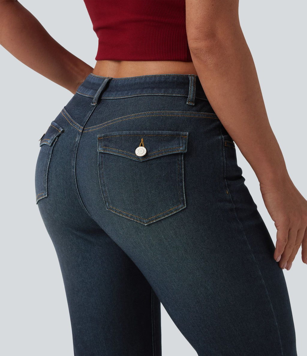 Halara Flex™ Jean bootcut casual taille basse en lyocell drapé, avec poches