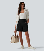 Short tailleur ample DayStretch taille haute 17,5 cm avec poches