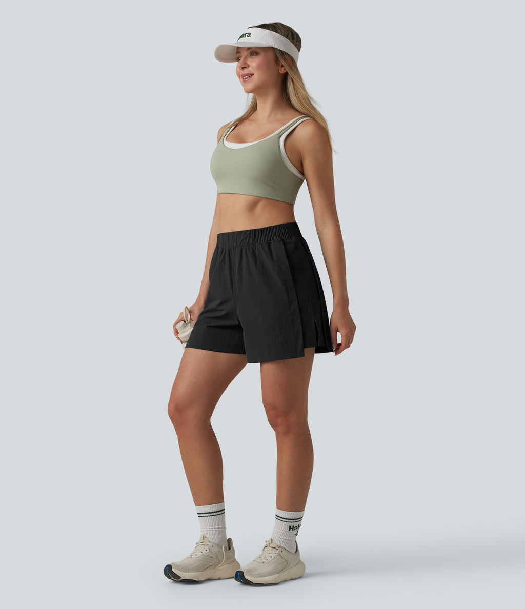 Short de tennis taille haute effet frais InstantCool avec fentes et poches, protection solaire UPF50+