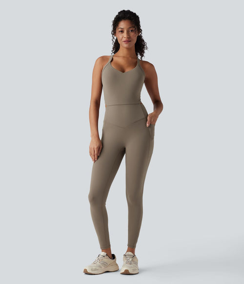 Combinaison d'entraînement gainante Halara UltraSculpt™ avec poches - Édition Easy Peasy - Bonnets E-G