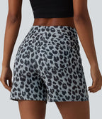 Short ample taille haute en tissu gaufré imprimé léopard 12,5 cm avec poches