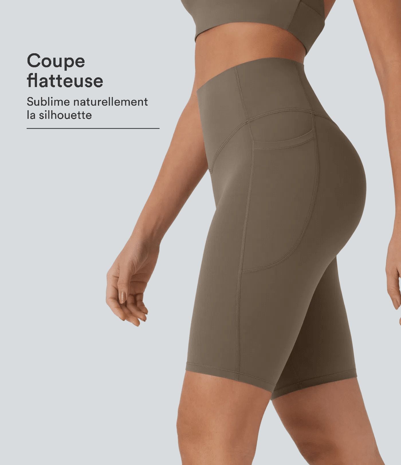Short cycliste 22,8 cm d'entraînement gainant taille haute avec poches Halara UltraSculpt™