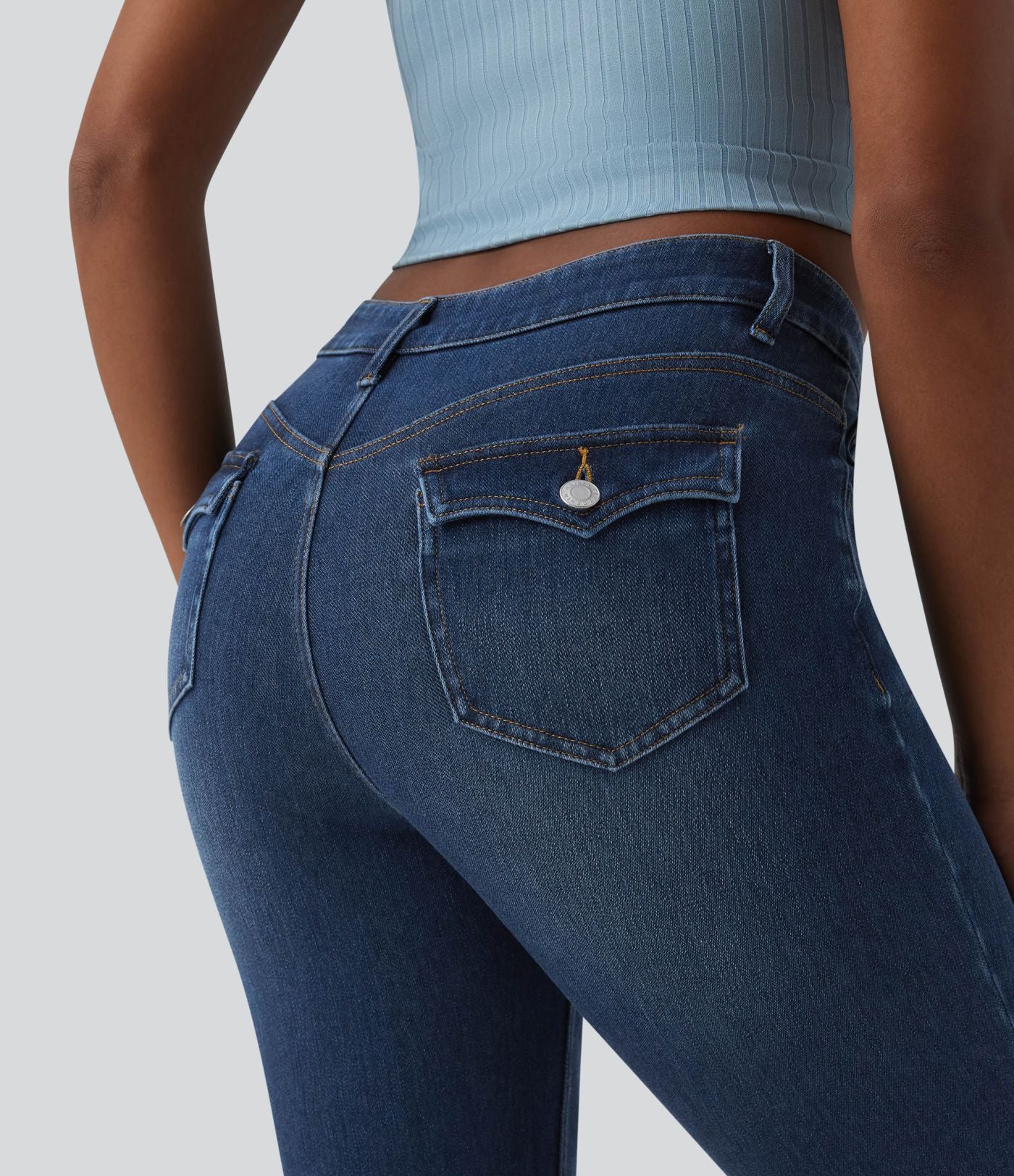 Jean skinny 7/8 décontracté taille basse Halara Flex™ avec poches