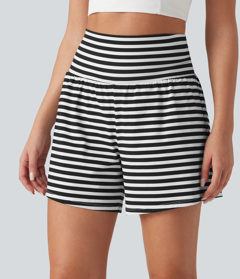 Short 2-en-1 à rayures taille haute 12,5 cm avec poches