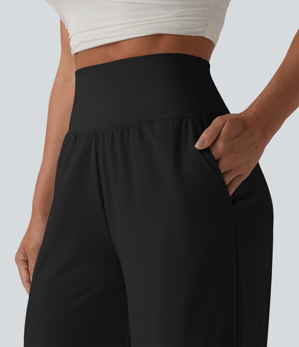 Pantalon large séchage rapide Breezeful™ taille haute à volants avec poches