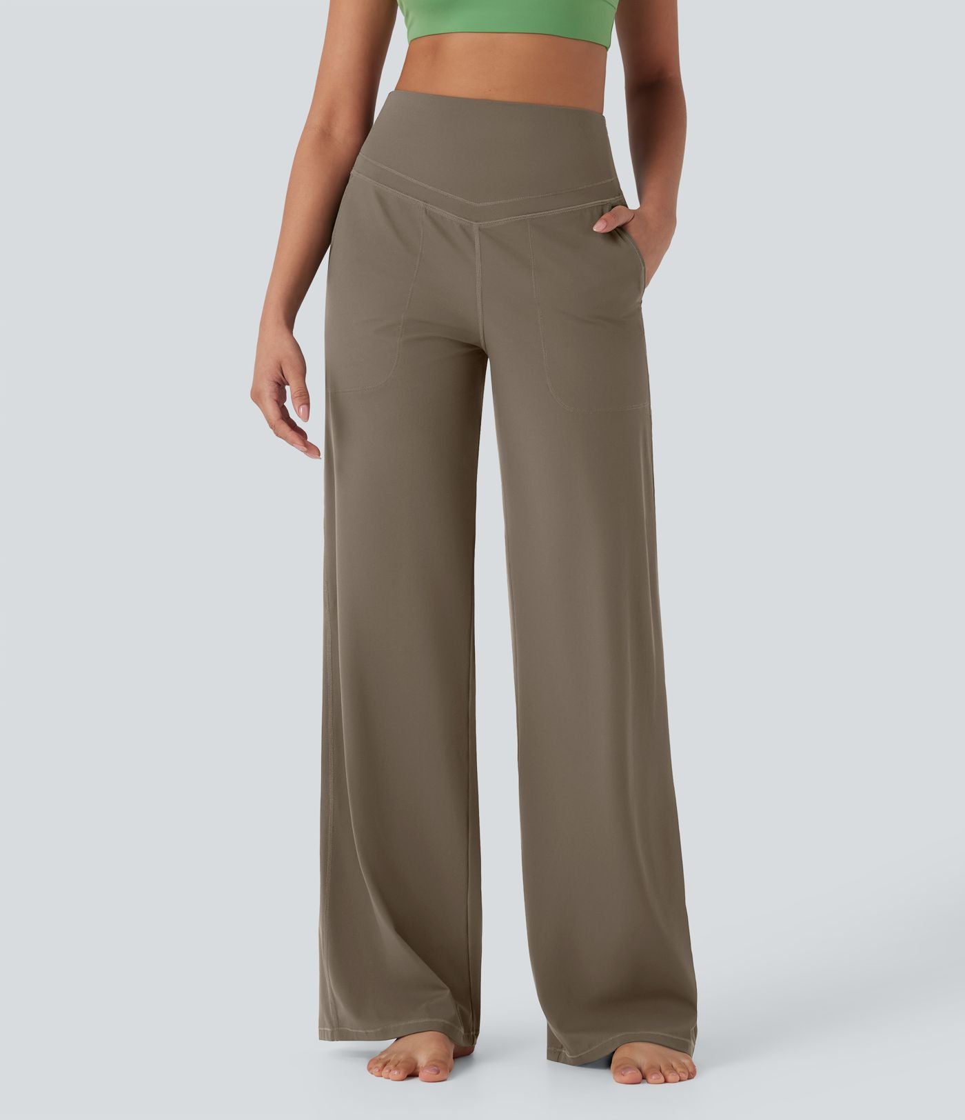 Pantalon de yoga droit gainant taille haute avec poches Halara UltraSculpt™