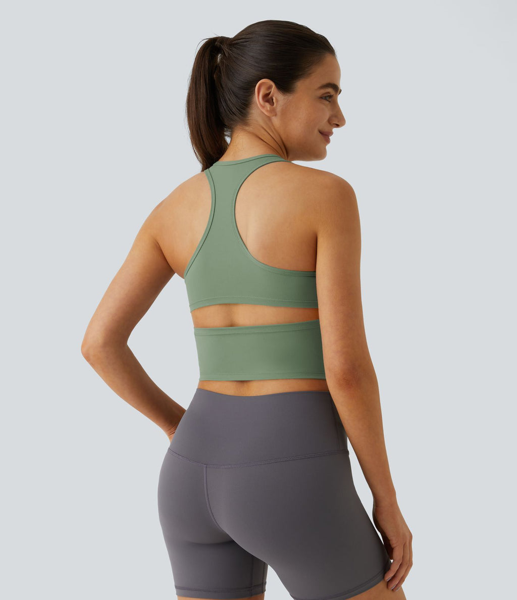 Softlyzero™ Plush Plus Débardeur Yoga Crop à Col U Plongeant Dos Nu Dos Nageur Découpé - UPF50+