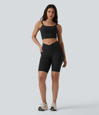 SoftlyZero™ Short cycliste de yoga croisé taille haute 23 cm avec poches - UPF50+