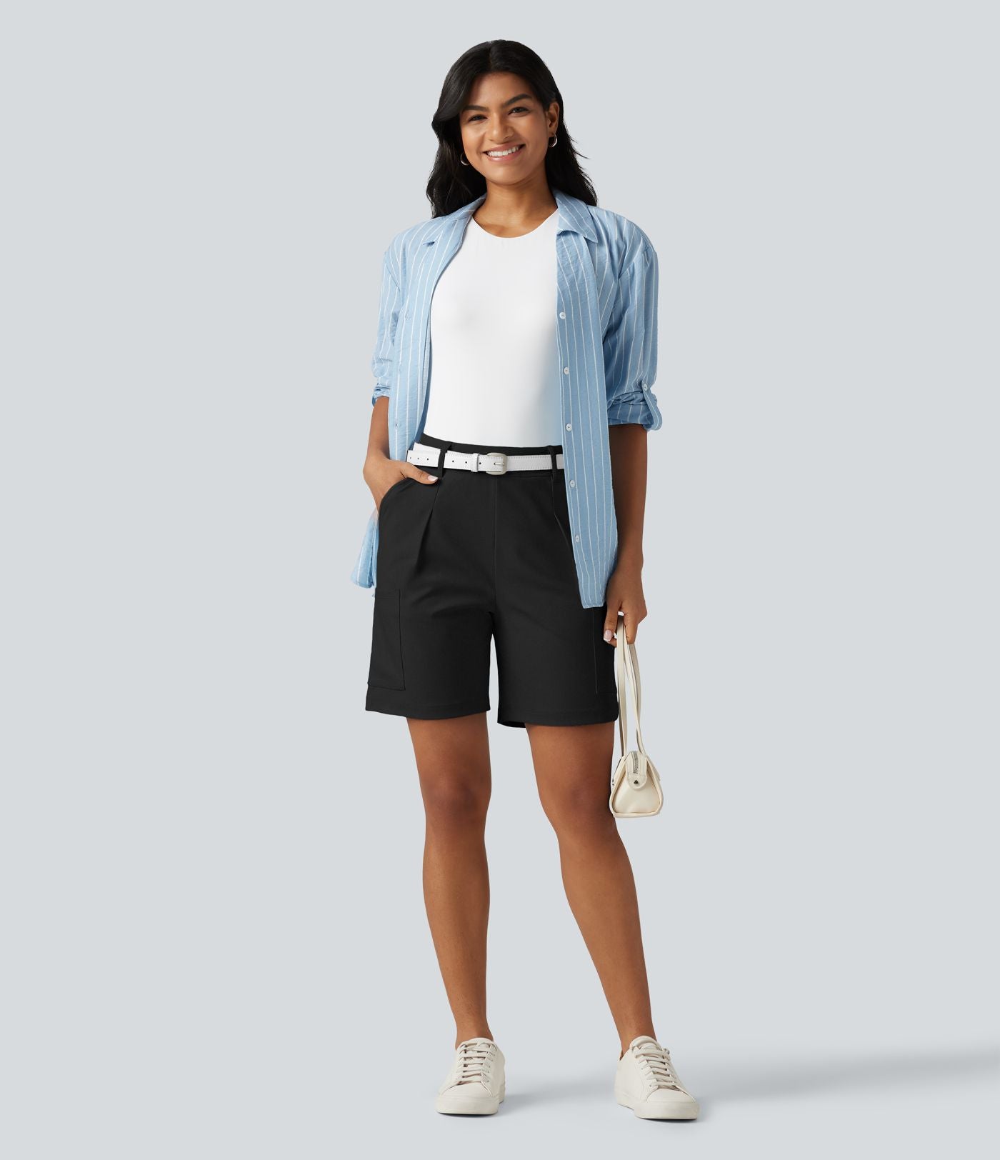 Short tailleur cargo ample à taille haute plissé DayStretch avec poches