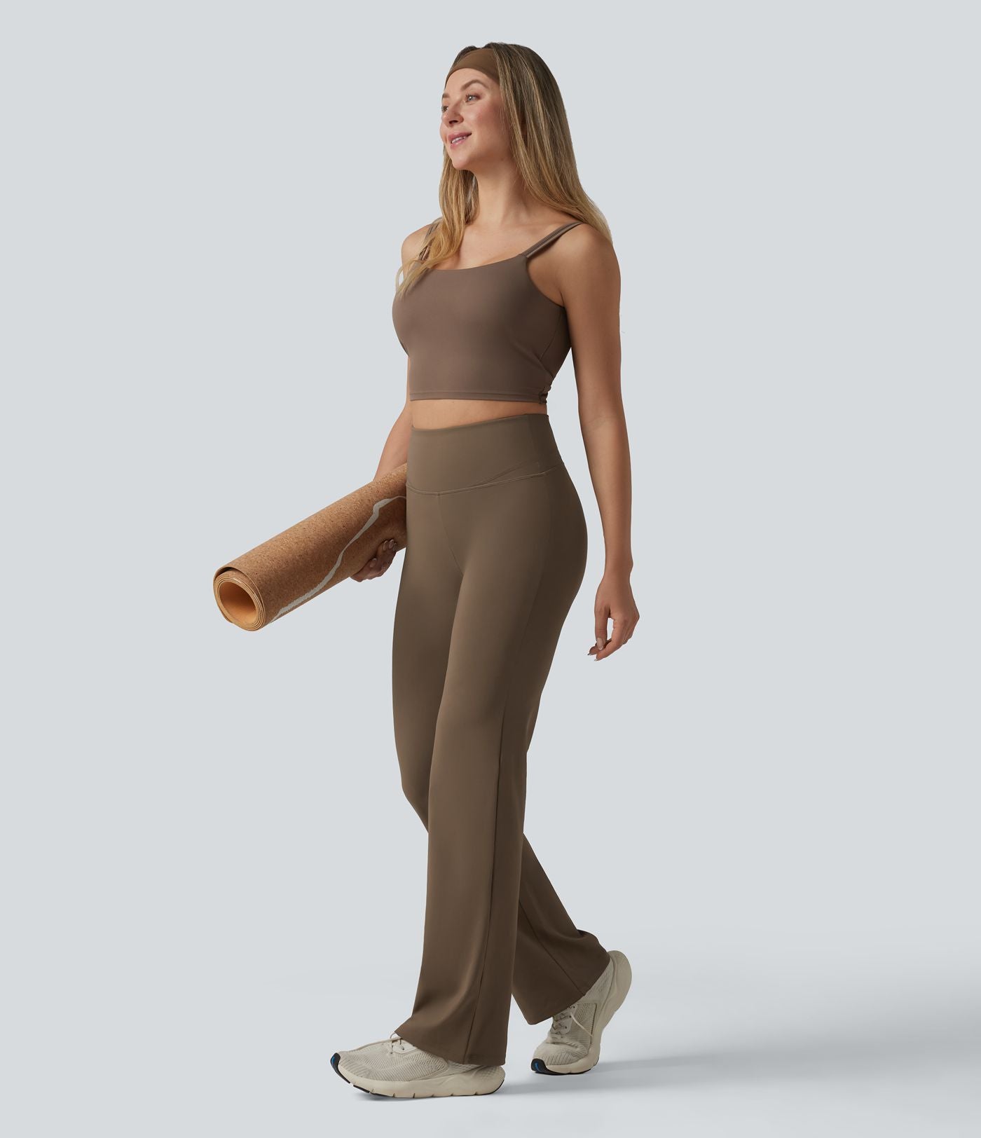 Pantalon de yoga gainant taille haute coupe droite