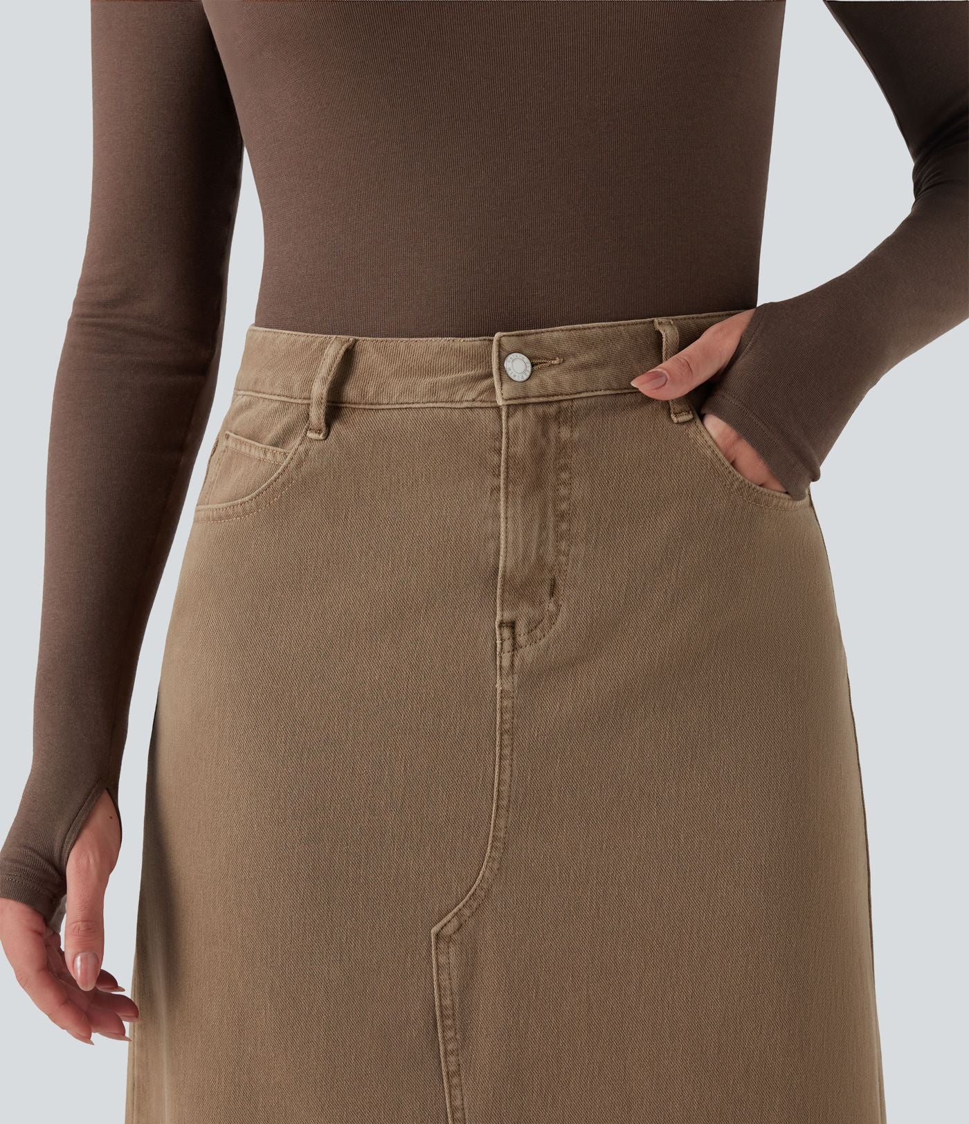 Jupe en jean colorée Halara Flex™ fendue mi-longue taille mi-haute avec poches