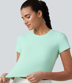 Haut SoftlyZero™ de sport d'entraînement col rond manches courtes avec découpe dos croisé effet frais InstantCool