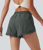 Short de running 2-en-1 taille mi-haute 7,5 cm avec cordon, ourlet incurvé, mesh contrasté et poches