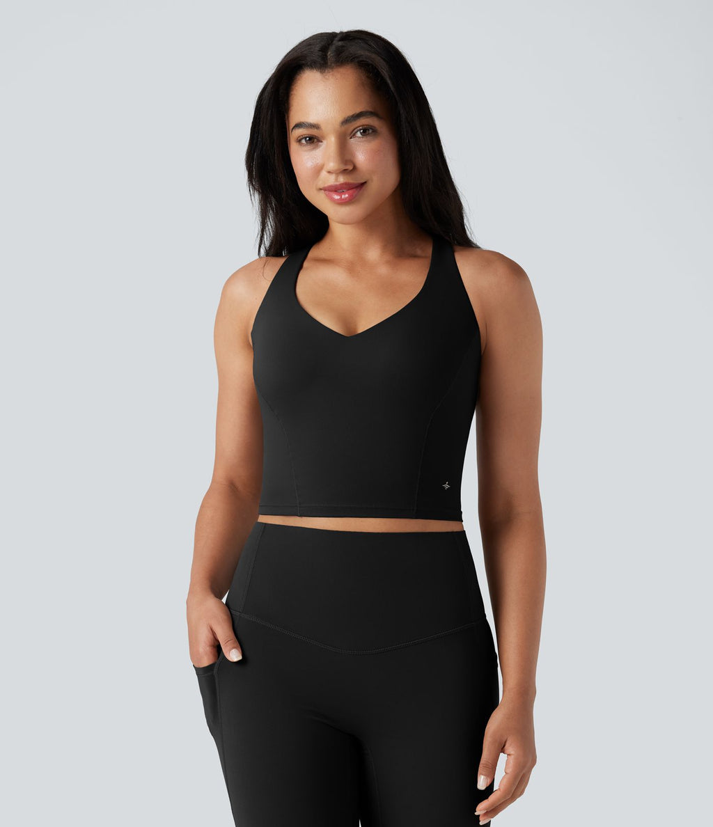 Débardeur yoga Halara UltraSculpt™ 2-en-1 push-up col V profond dos croisé