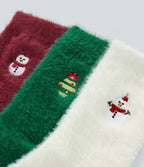 Lot de 3 paires de chaussettes Fausse Fourrure de Noël
