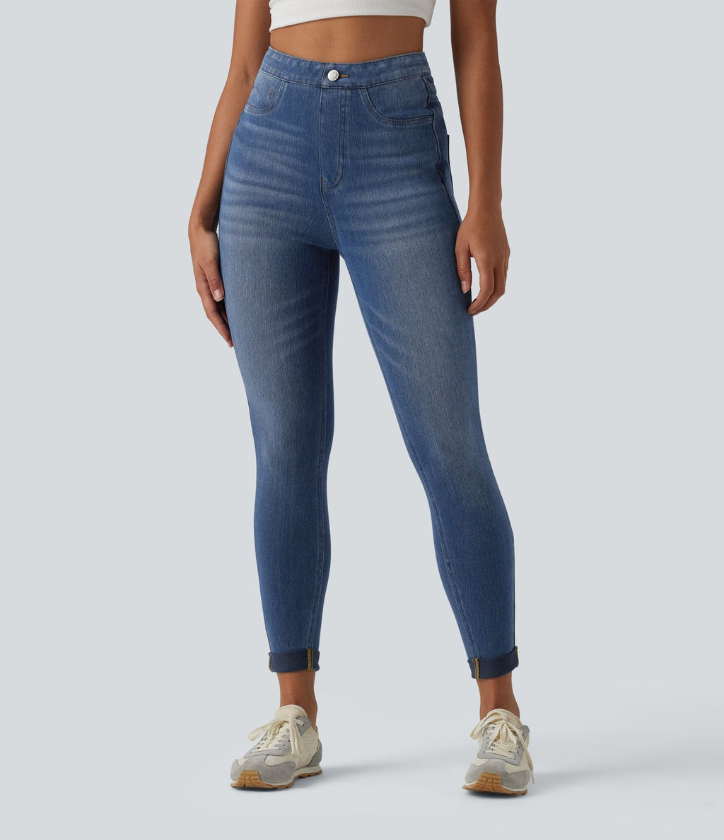 Legging 7/8 casual denim Halara Flex™ gainant taille haute avec poches