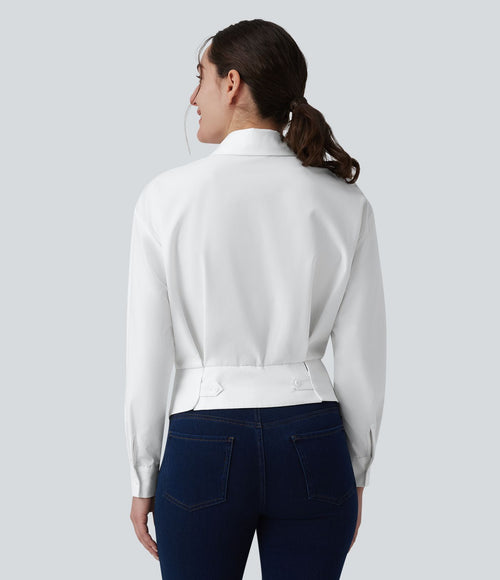 Chemise tailleur col manches longues taille cintrée ajustable