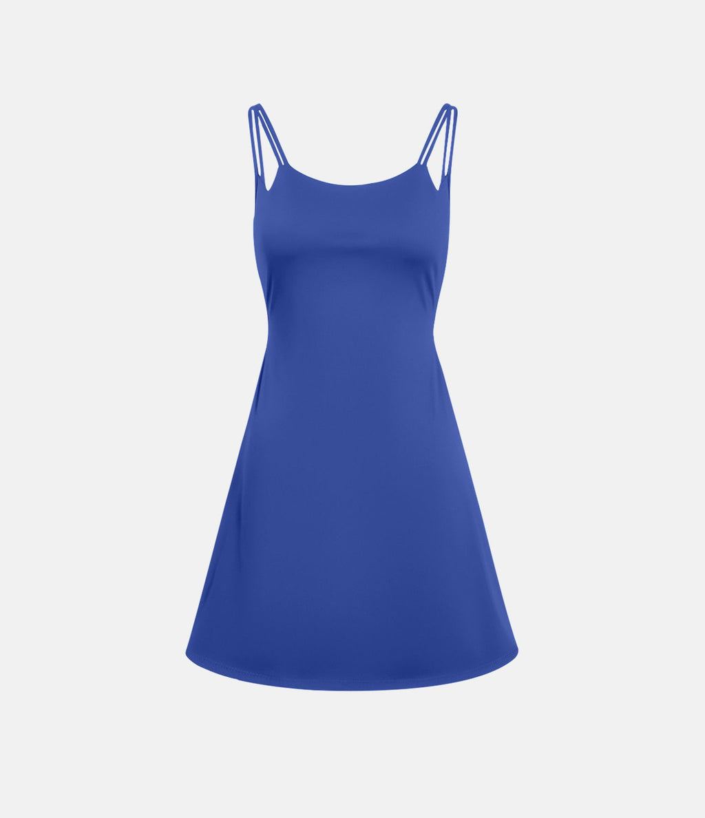 Robe de sport danse 2-pièces SoftlyZero™ Plush double bretelles caraco avec poche A-D
