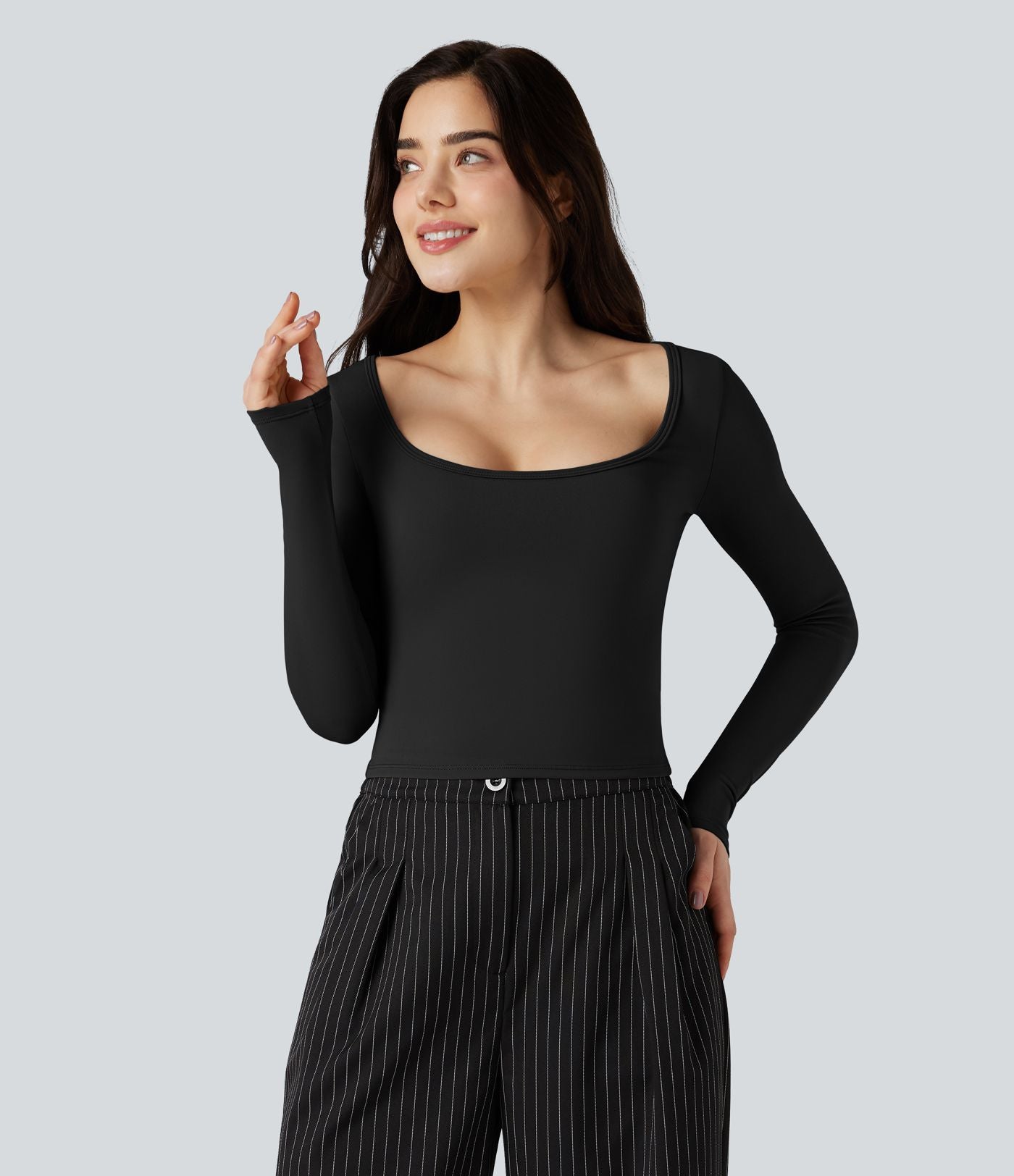 T-shirt tailleur SoftlyZero™ Airy col échancré manches longues
