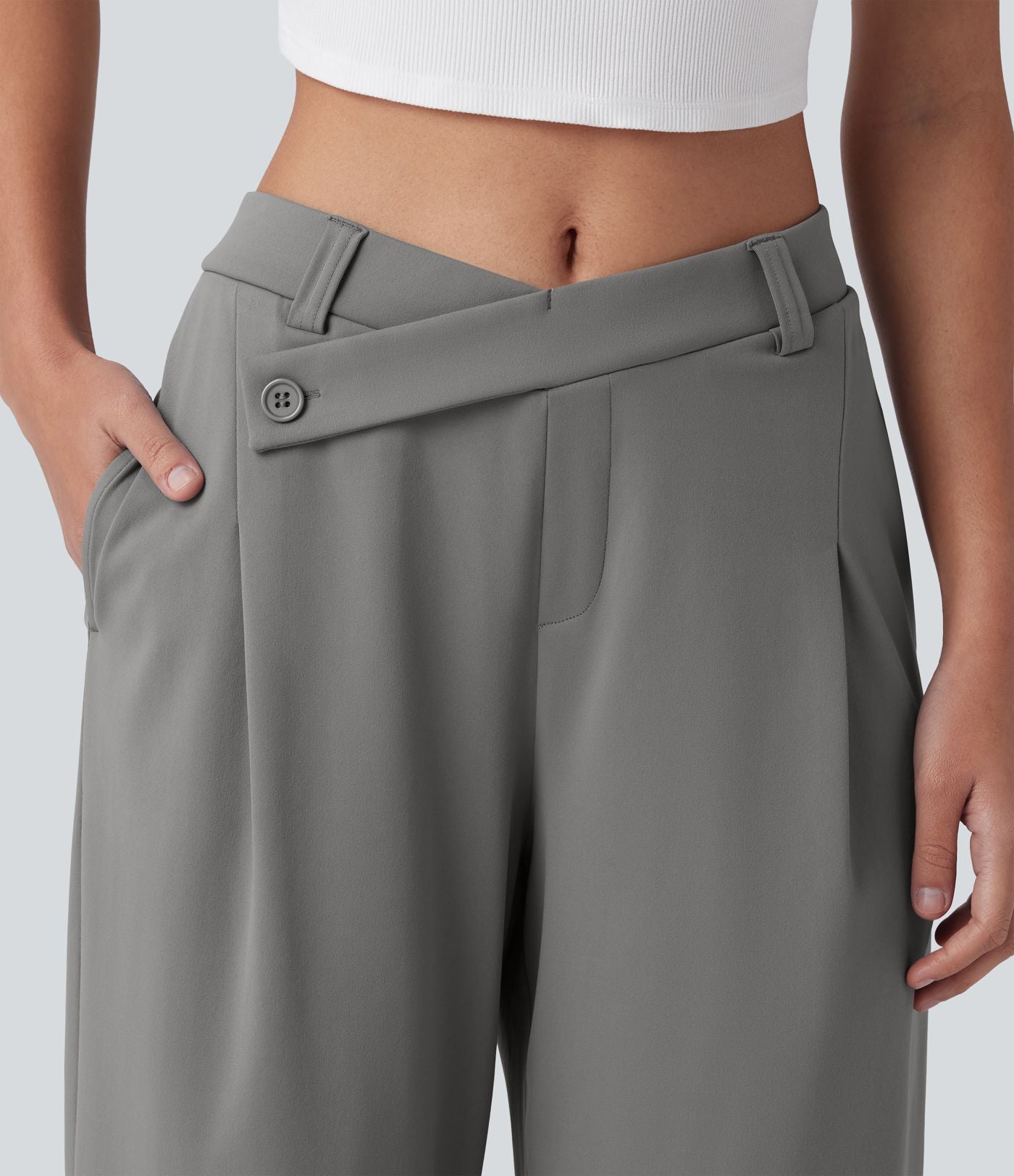 Pantalon tailleur ample asymétrique taille mi-haute Halara Flex™ DayStretch avec poches