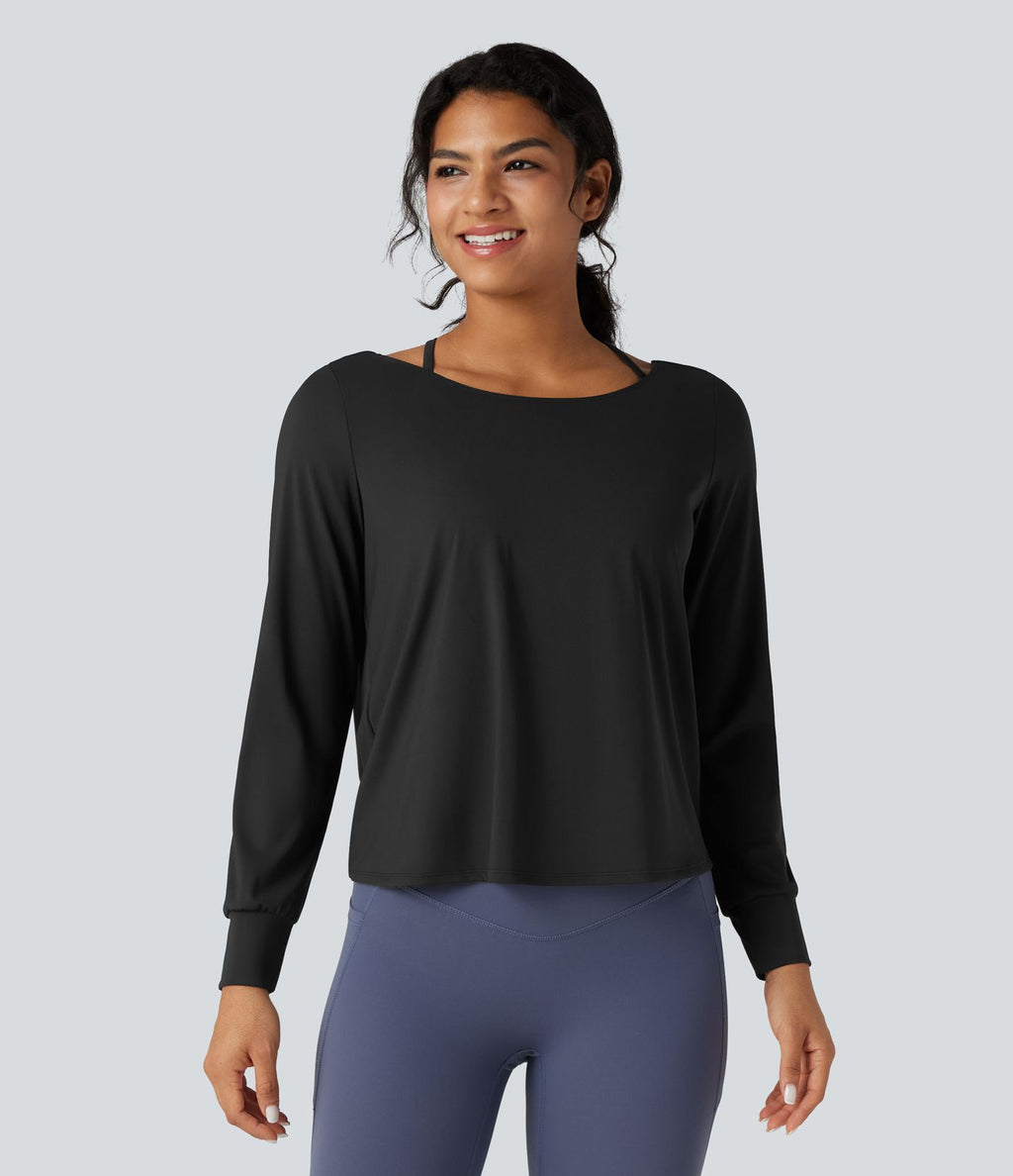 Top de sport yoga SoftlyZero™ Airy 2-en-1 découpe au dos toucher frais
