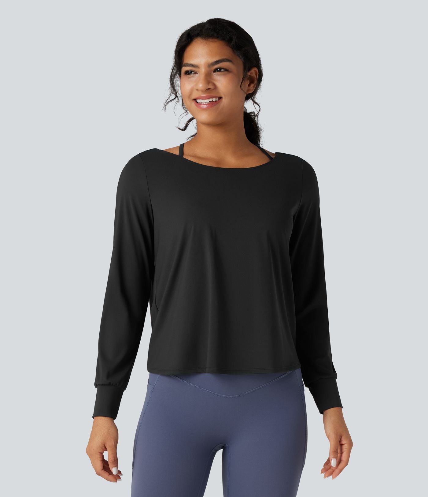Top de sport yoga SoftlyZero™ Airy 2-en-1 découpe au dos toucher frais