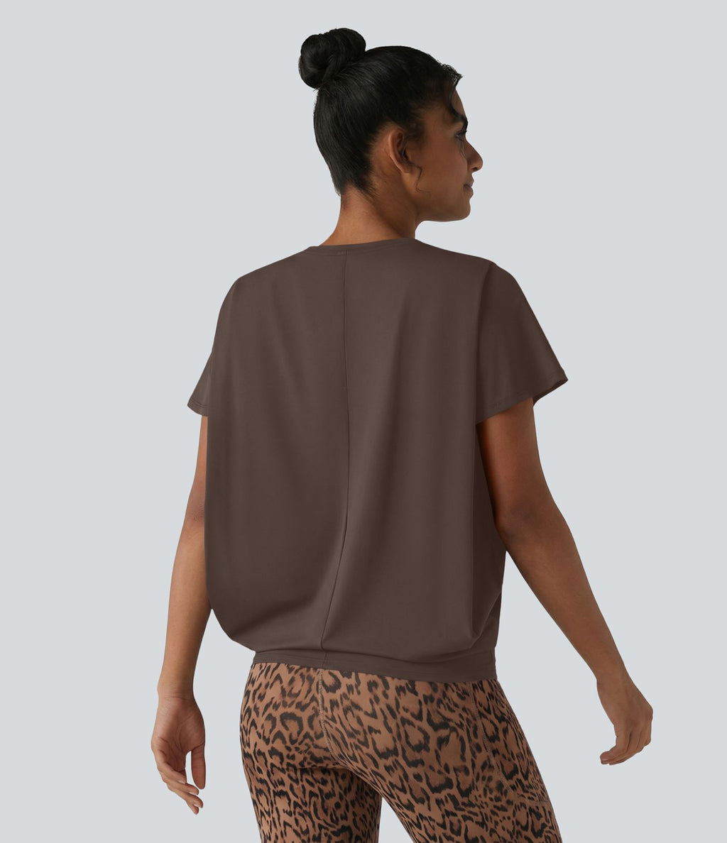 Haut de sport col rond manches courtes effet frais InstantCool avec fronces, protection solaire UPF50+