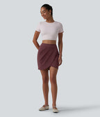 DayStretch Jupe mini casual 2-en-1 bodycon plissée croisée taille haute