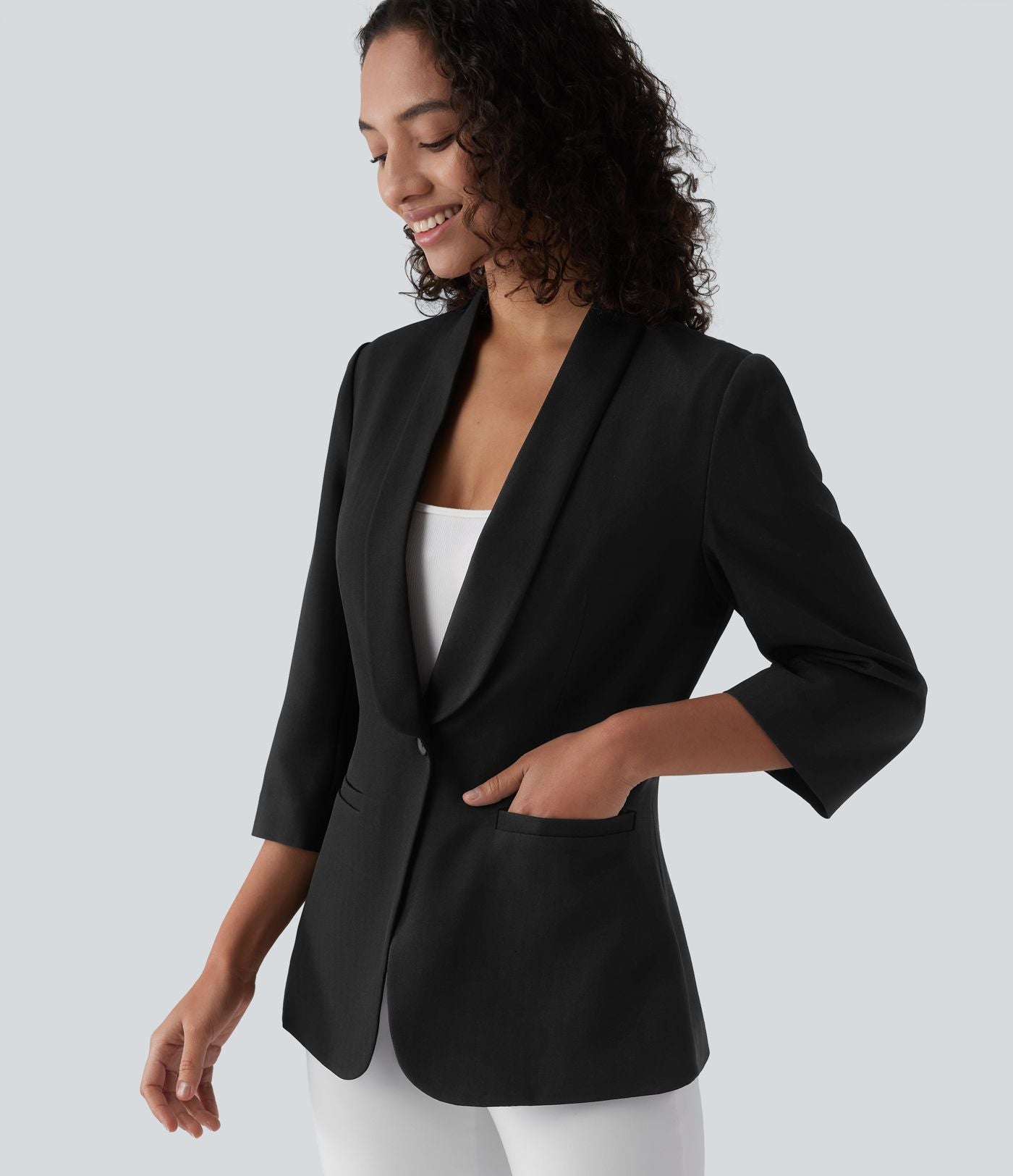 Blazer de travail col châle manches 3/4 avec poches