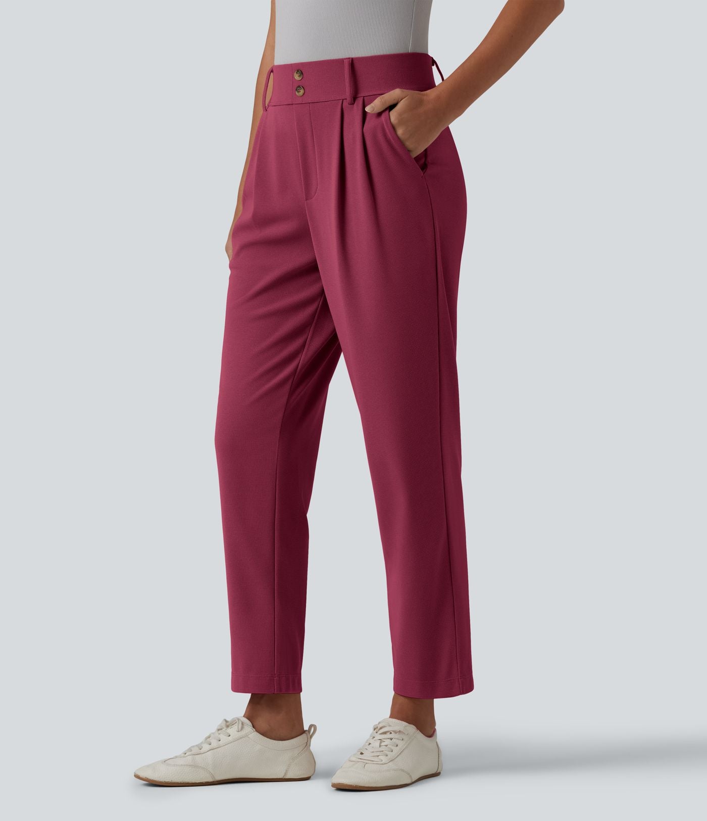 Halara Flex™ Pantalon tailleur fuselé taille haute en tissu gaufré avec poches