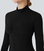 Veste de yoga Halara UltraSculpt™ col montant froncée push-up manches longues à trous pouces avec poches