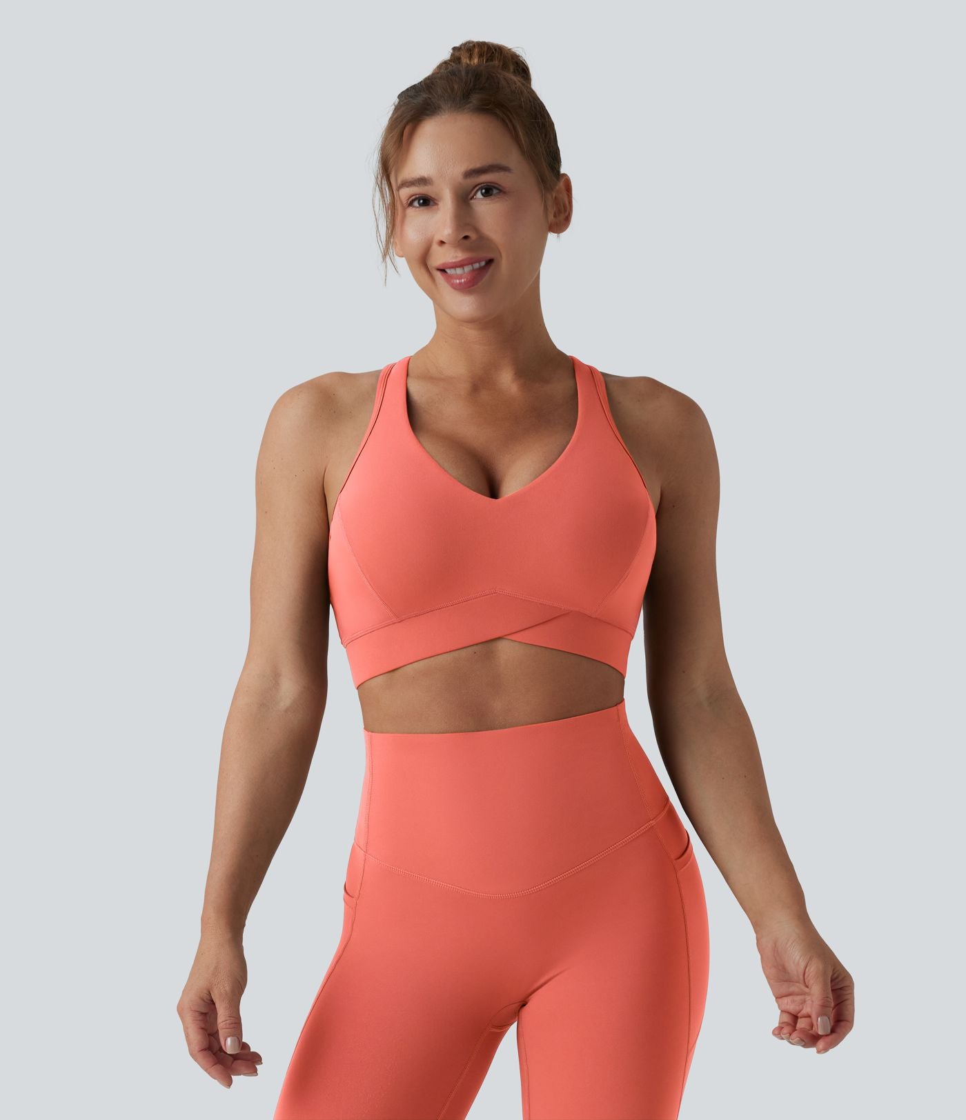 Brassière de sport running Halara UltraSculpt™ maintien léger col V dos nageur bonnets E-G