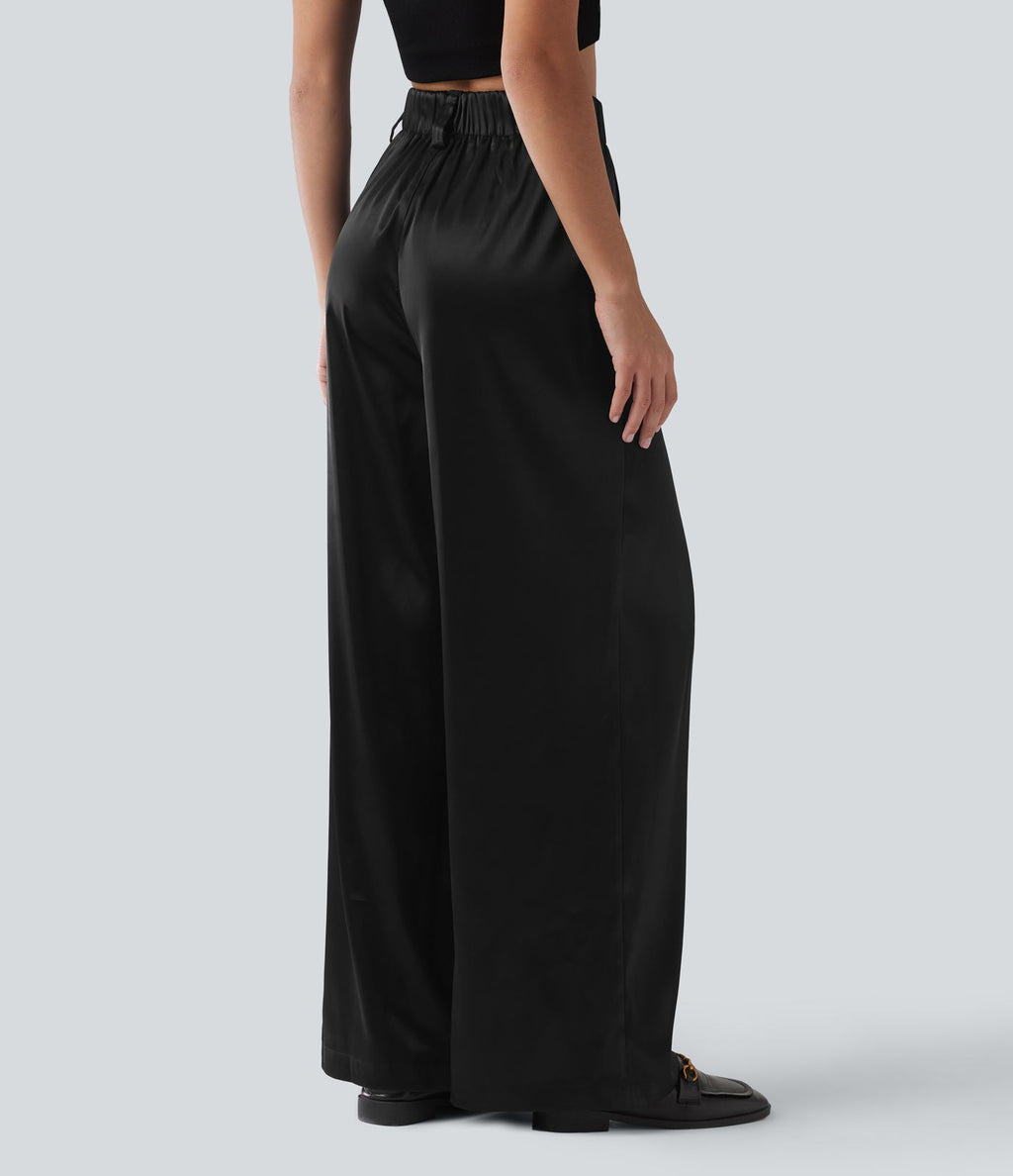 Pantalon tailleur Halara Flex™ large satin taille haute avec poches