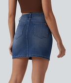 Jupe mini en jean Halara Flex™ casual taille mi-haute asymétrique avec poches