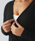 Combinaison casual côtelée maille col V manches longues - Easy Peasy