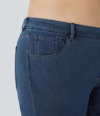 Halara Flex™ Mid Rise Button Pockets Stretchy Knit Casual Slight Flare Plus Size Jeans