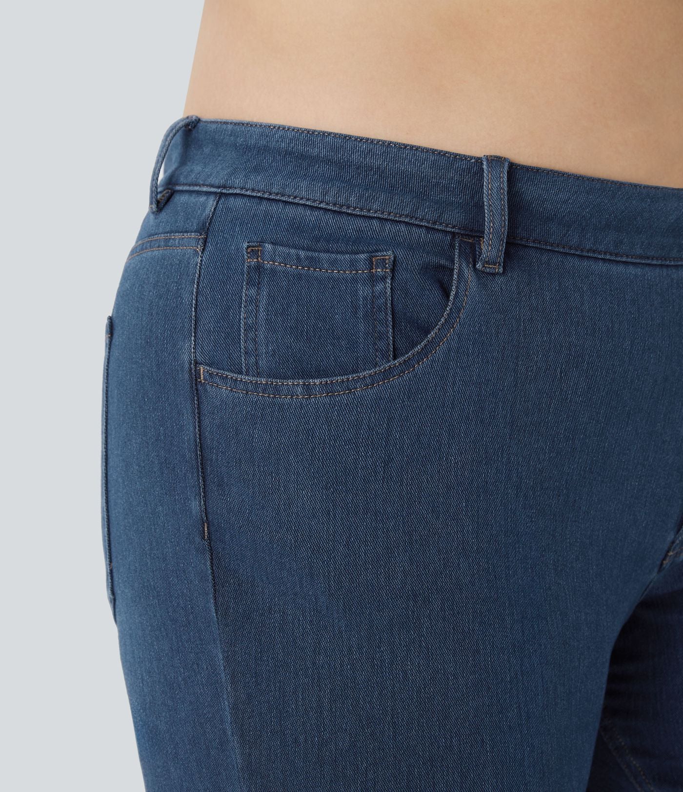 Halara Flex™ Mid Rise Button Pockets Stretchy Knit Casual Slight Flare Plus Size Jeans