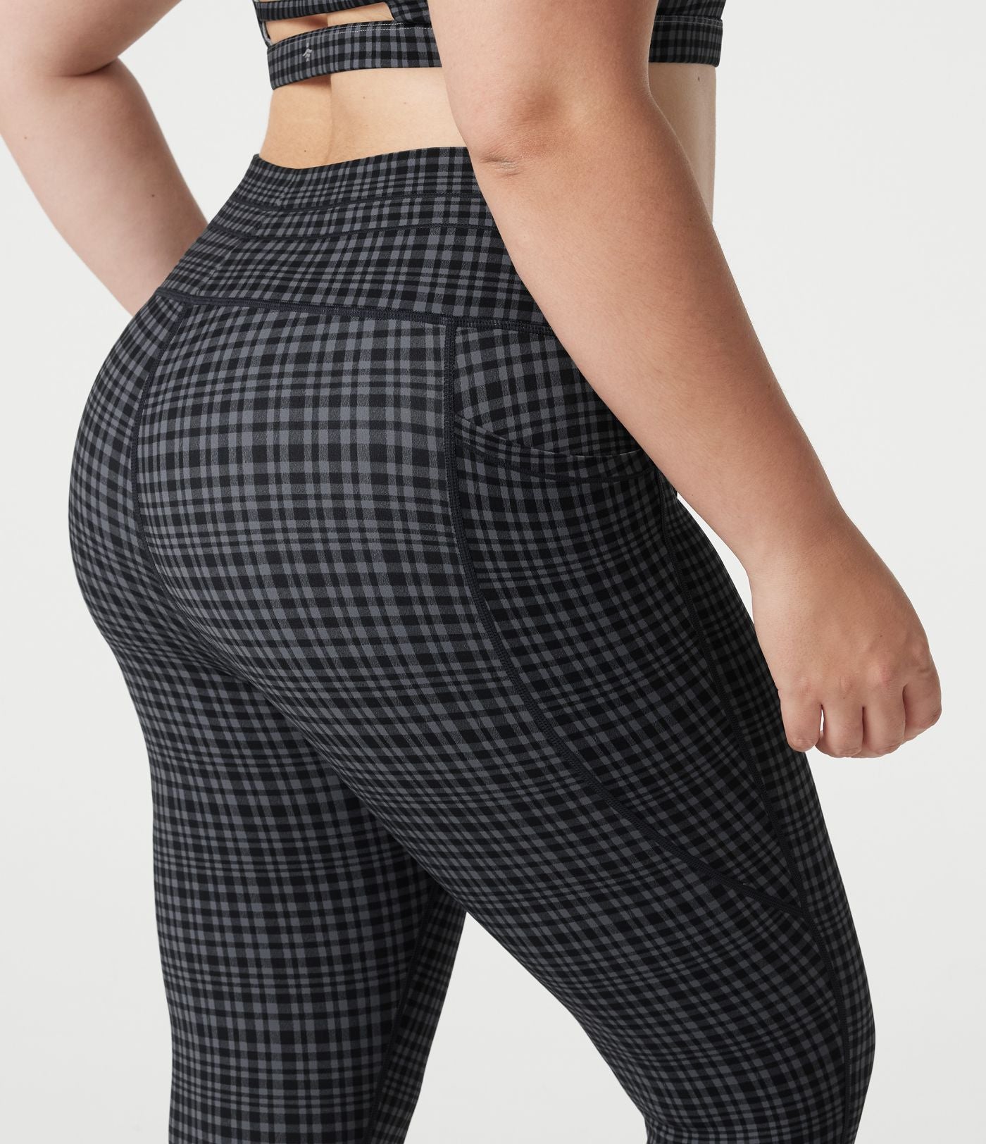 Legging de yoga grande taille Halara UltraSculpt™ taille haute à carreaux avec cordon ajustable et poches
