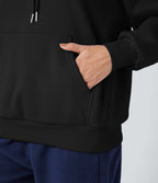 Sweat-shirt coton polaire à capuche cordon de serrage manches longues avec poches