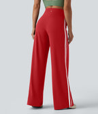 Pantalon ample yoga Halara UltraSculpt™ taille haute gainant à rayures color block avec poches