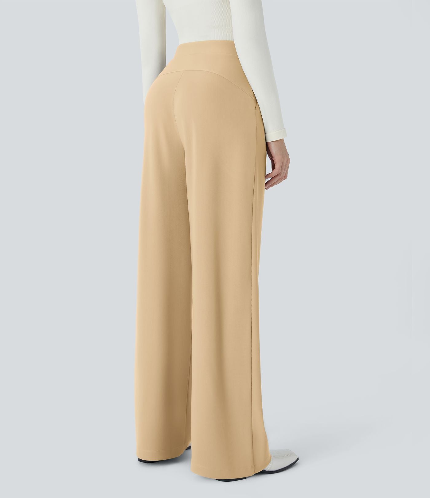 Halara Flex™ Pantalon Tailleur Évasé à Taille Haute Sculptant la Silhouette avec Poches Latérales Micro Waffle