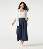Pantalon tailleur cropped Halara Flex™ taille haute jambes larges en gaufré avec poches